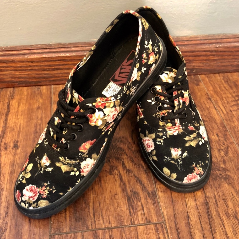 Vans Black Floral Women's Sneakers